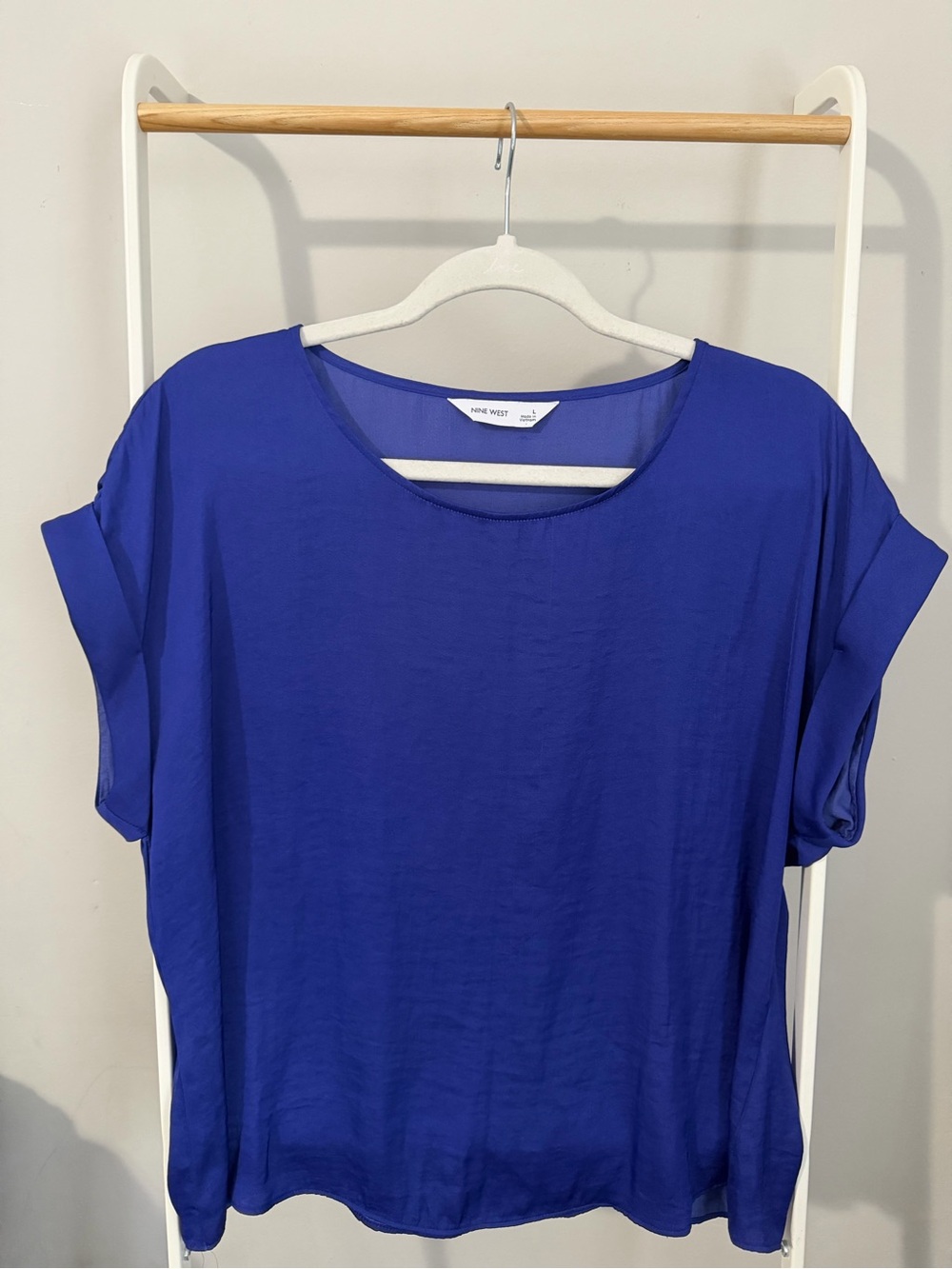 Nine West Cobalt Blue Short Sleeve Blouse